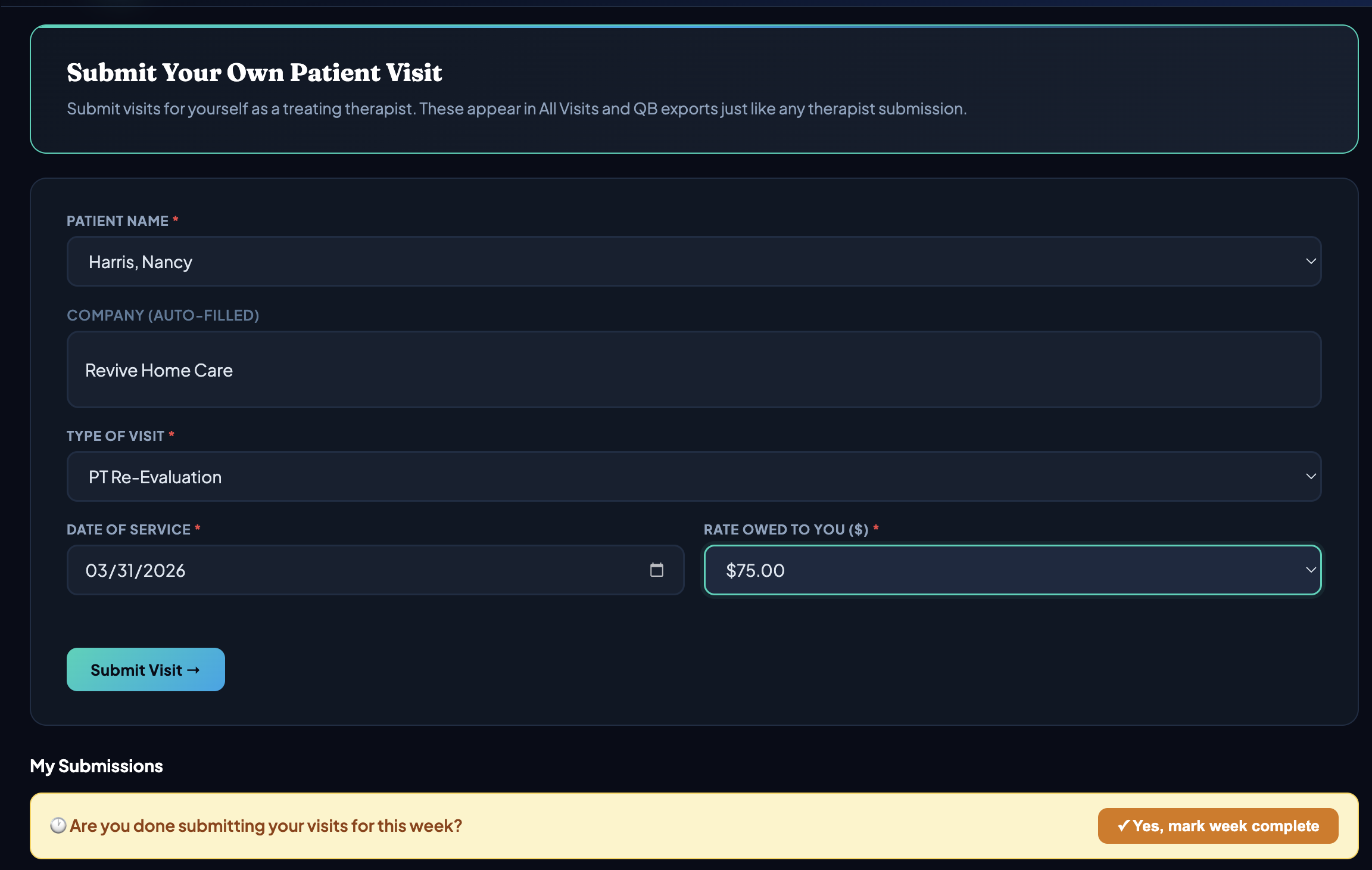 HomeHealthSync Visit Submission